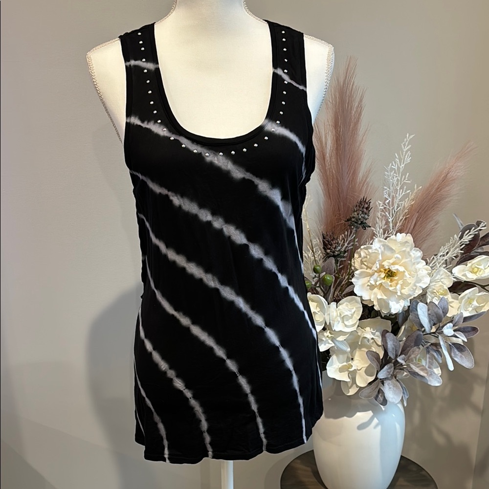 Black Tie-Dye Tank Top
